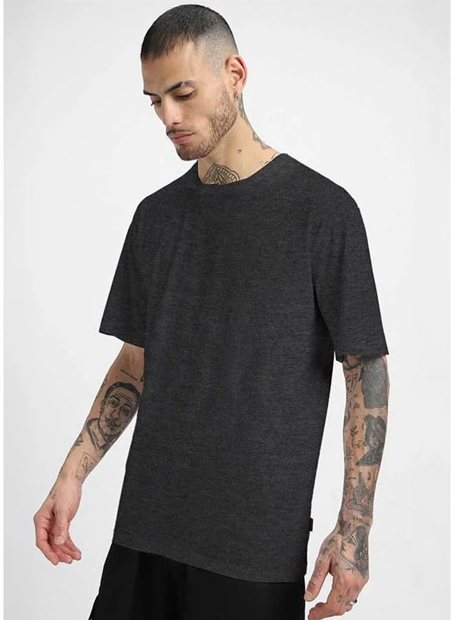 Veirdo Veirdo Pure Cotton Oversized Fit Half Sleeve T-Shirt For Men Anthra Half Sleeve T-Shirt For Men